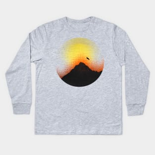 Mountain Sunset Illustration Kids Long Sleeve T-Shirt